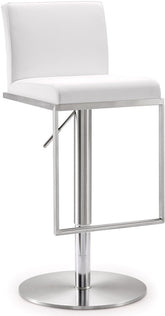 Amalfi White Performance Vegan Leather Adjustable Stool Model: TOV-K3617